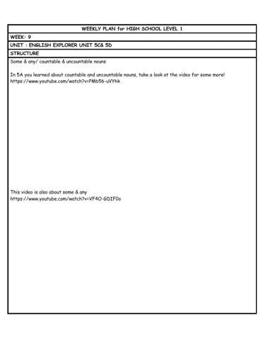HS L1 WEEKLY PLAN week 9