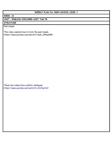 HS L1 WEEKLY PLAN week 12