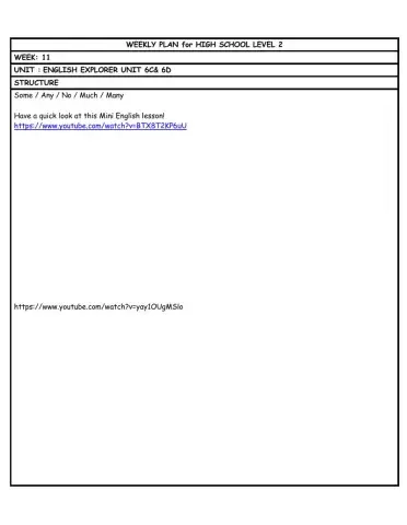 HS L2 WEEKLY PLAN week 11