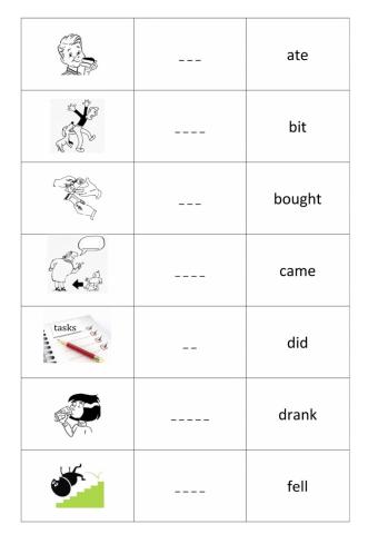 Irregular verbs Past to Present