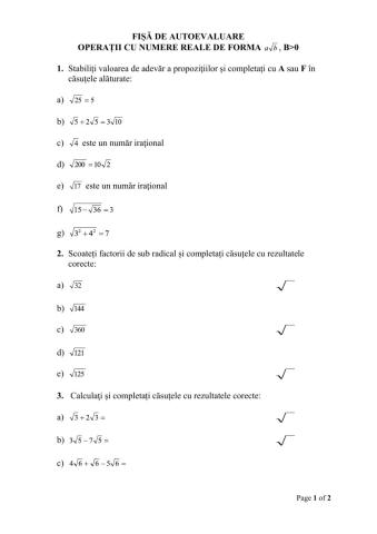 Reguli de calcul cu radicali