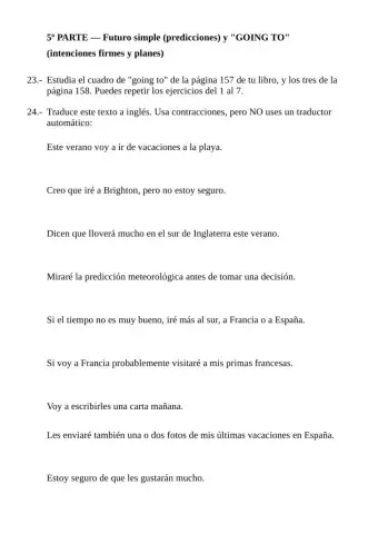 Review work 19 - Future tenses: will & be going to