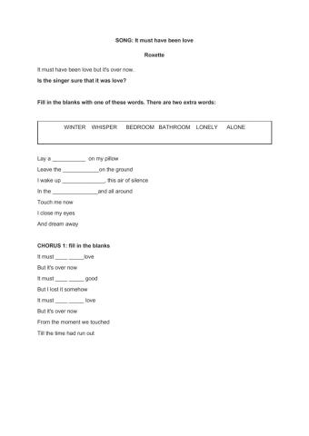 Song: It must have been love