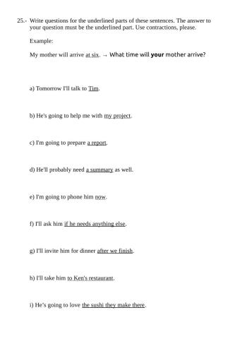 Review work 20 - Asking wh-questions - Future