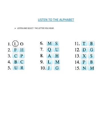 Listening alphabet