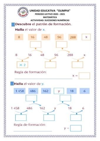 SUCESIONES NUMÉRICAS: MULTIPLICACIÓN y  DIVISIÓN