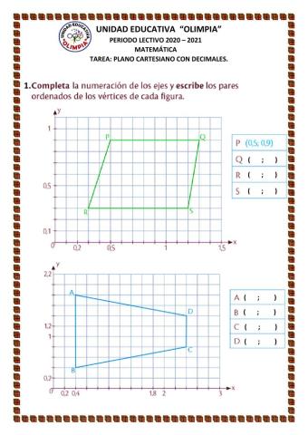 Plano cartesiano con decimales