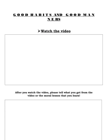 Good Habits and Manners