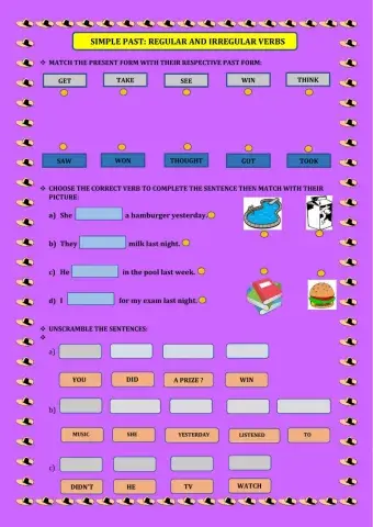 Simple past:regular and irregular verbs