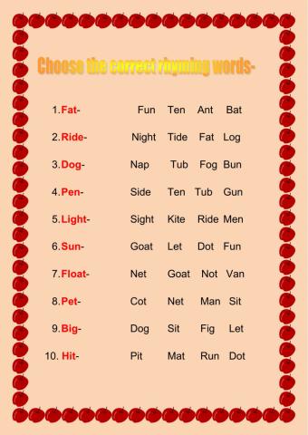 Rhyming words