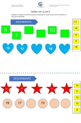 Conteo 1 en 1 y 2 en 2