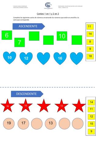 Conteo 1 en 1 y 2 en 2