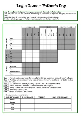 Father's day - logic game
