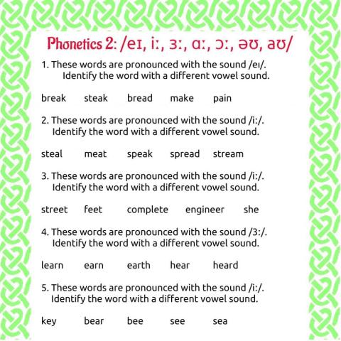Phonetics 2: -eɪ, iː, ɜː, ɑː, ɔː, əʊ, aʊ-
