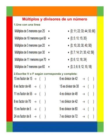 Múltiplos y divisores