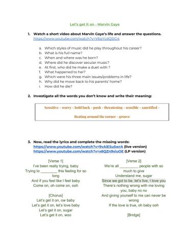 Let's get it on - Marvin Gaye - Song activity