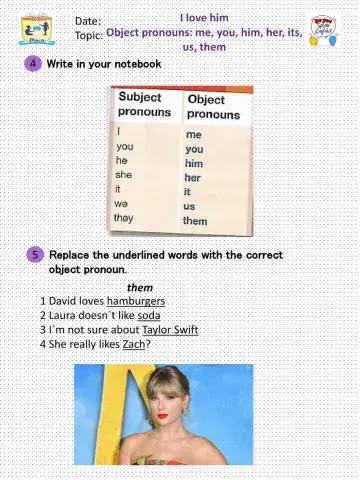 Object pronouns me, you, him, her, its, us, them 2