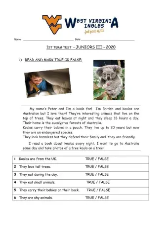 Juniors III - 1st Term Test