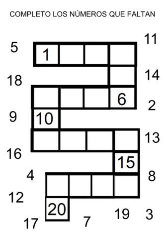 Completo los números que faltan 1-20