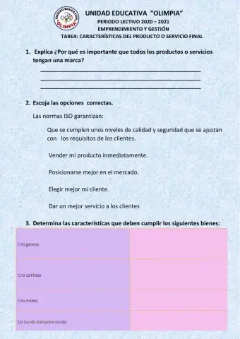 Características del producto o servicio final