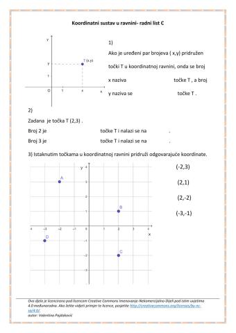 Koordinatni sustav u ravnini-radni list C