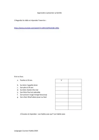 Présenter sa famille