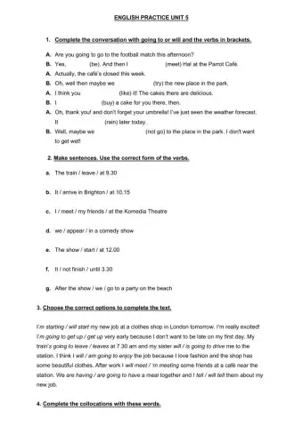 Future will going to - present simple and continuous for future