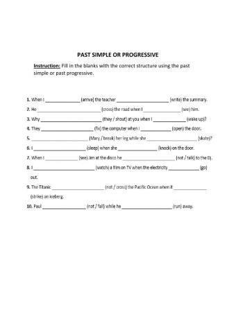 Past simple Vs Past progressive