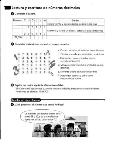 Operaciones con números decimales