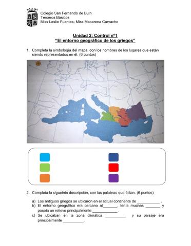 Control 1: Entorno Geográfico Antigua Grecia