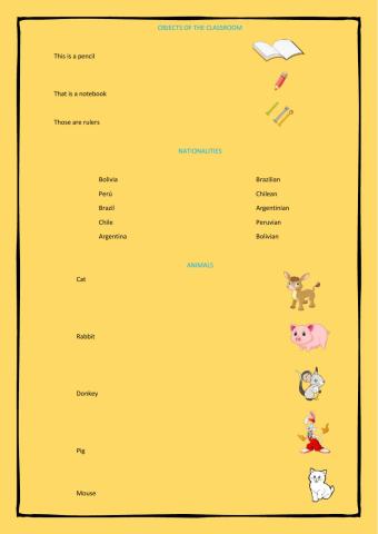 Nationalities, Objects and Animals