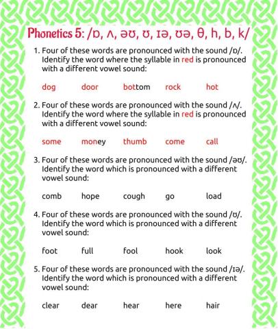 Phonetics 5: ɒ, ʌ, əʊ, ʊ, ɪə, ʊə, θ, h, b, k