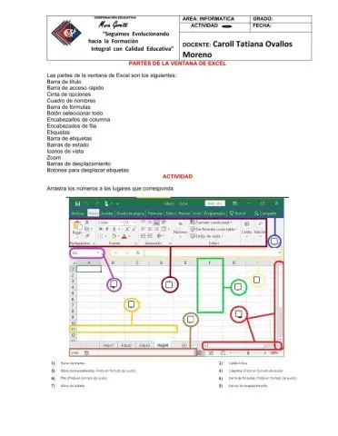 Partes de la ventana de Excel