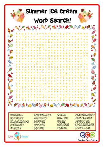Pad31b  5-6 Ice-Cream word search3