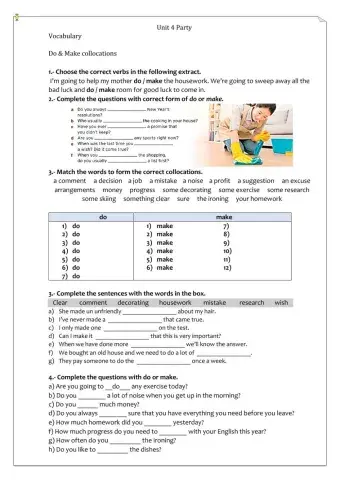 Do and Make collocations