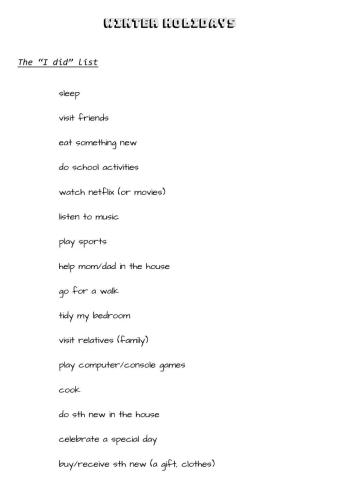 Winter holiday activities