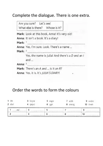 Revision of phrases and colours