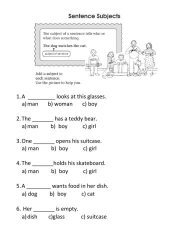 Subjects in a sentence