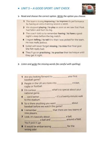 Unit 5 - Gold Experience B2