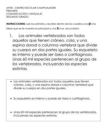 Ideas principales y secundarias