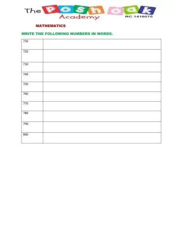 Numbers in words and Addition with Regrouping.