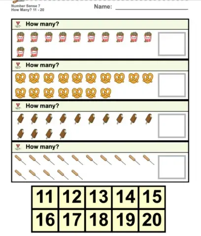 Counting and identifying numbers 2