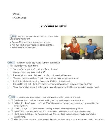 I 8 Unit 8D Listening