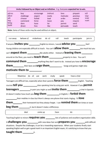 Verb + object + to infinitive