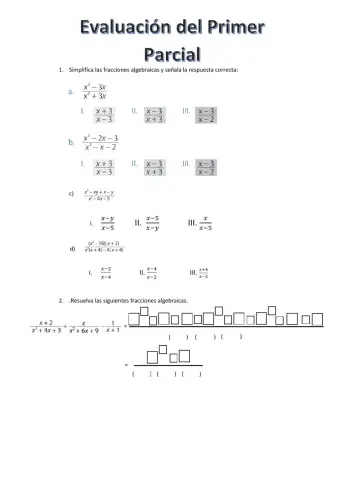 Suma y resta de fracciones algebraicas