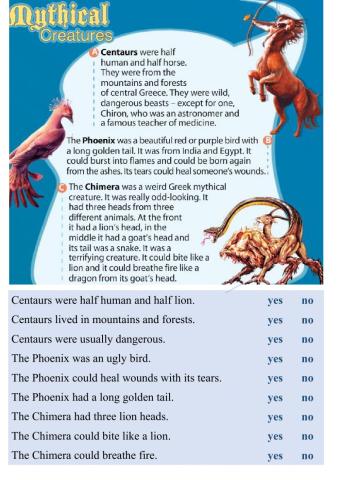 Reading - Mythical creatures
