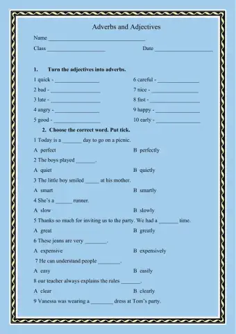 Adverbs and Adjectives