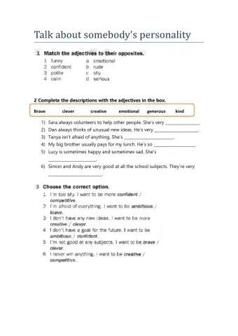 Personality adjectives