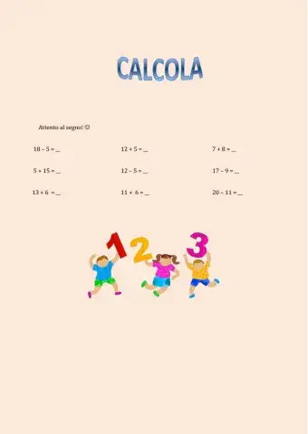 Addizioni e sottrazioni entro il 20 con caselle a discesa