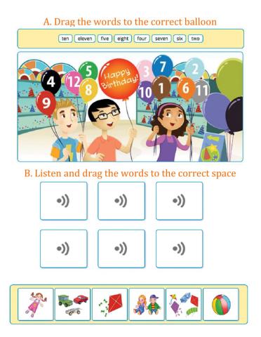 Practice: Numbers and Toys Vocabulary